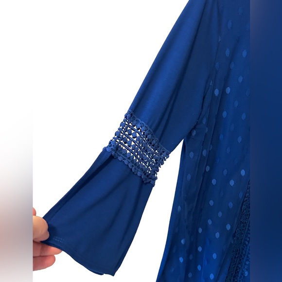 Studio Works Royal Blue Blouse with decorative down the front & sleeves. Large. - Picture 4 of 12